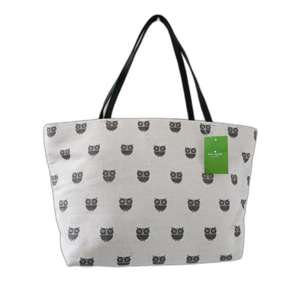 Kate Spade Owl Tweed Wool Burlap Tote NWT - Picture 1 of 8